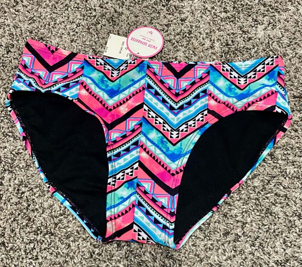 Justice Girls Geometric Tribal Print Bikini Swim Bottoms Size 12 Plus NWT